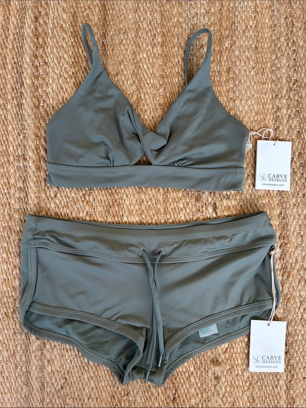Carve Designs XS Elba Top & Millie Bottoms in Moss NWT